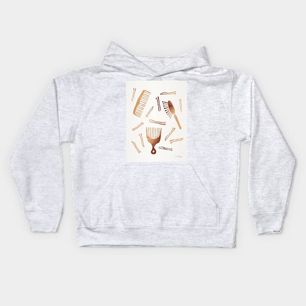 Good Hair Day Rose Gold Kids Hoodie by CatCoq